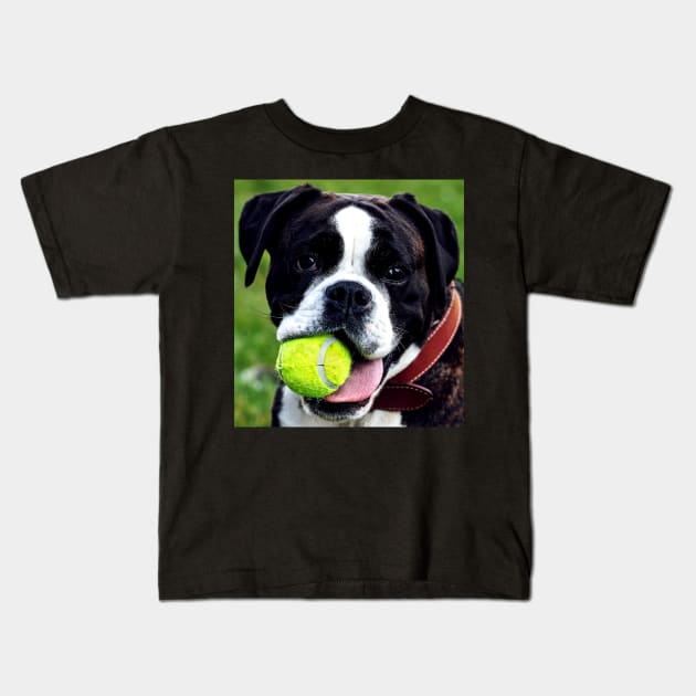 Dog Fetch Ball Kids T-Shirt by BraaiNinja